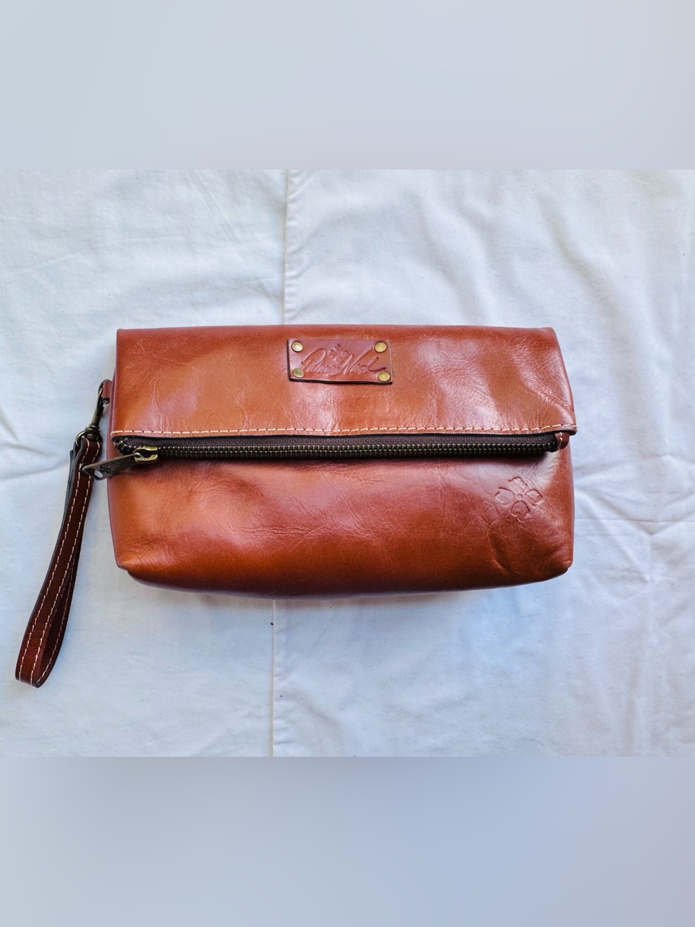 Patricia Nash Chestnut Leather Wristlet/Clutch Bag